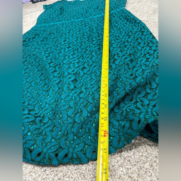 Coldwater Creek Turquoise Blue Mesh Lace Semi Formal Dress Size 10 Eyelet Lace - Picture 10 of 11